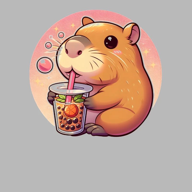 Capybara Enjoys Bubble Tea