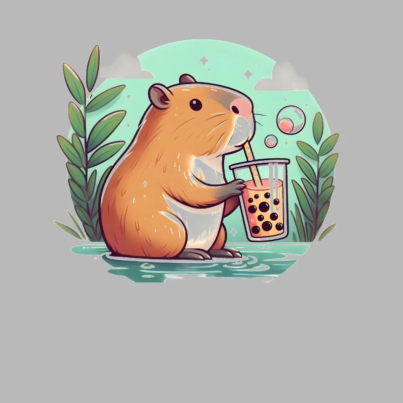 Capybara genießt Bubble Tea