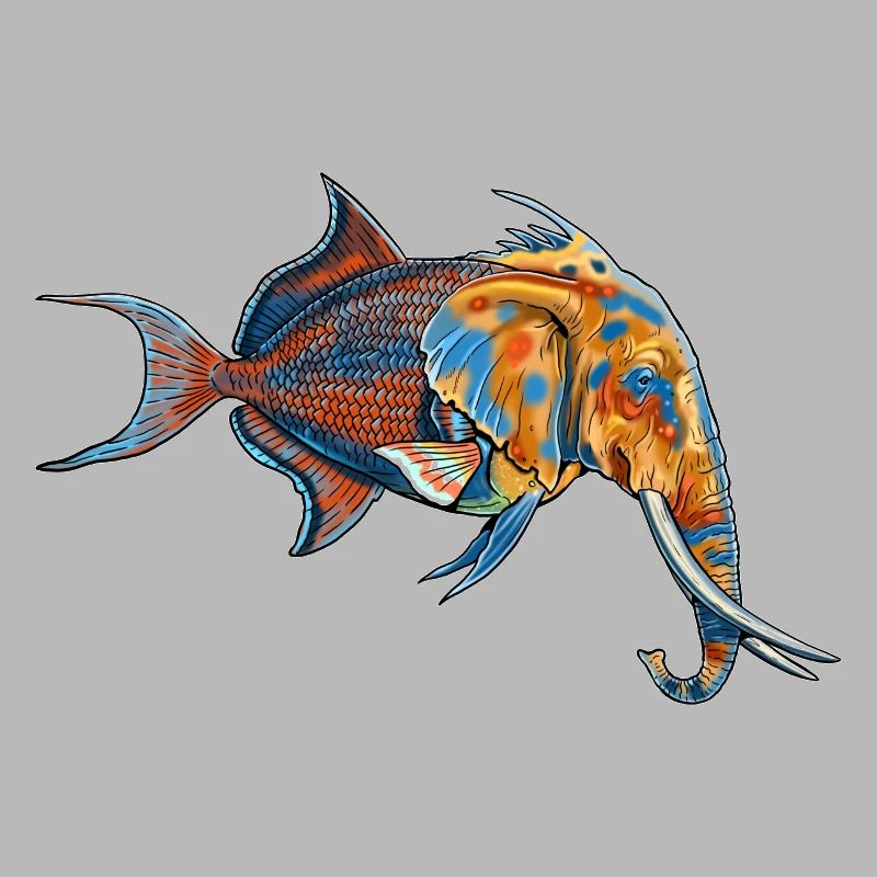 Fantastic creature: half elephant, half fish