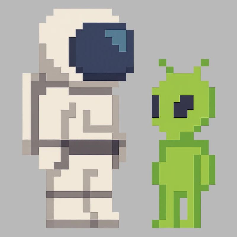 Pixel Astronaut trifft Alien