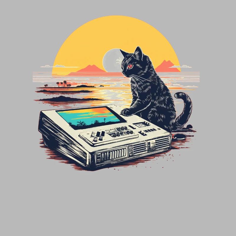 Cat Synthesizer Katze Retro Vintage Studio Gear