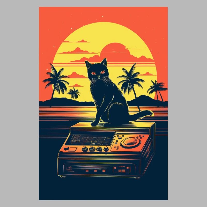 Cat Synthesizer Katze Retro Vintage Studio Gear