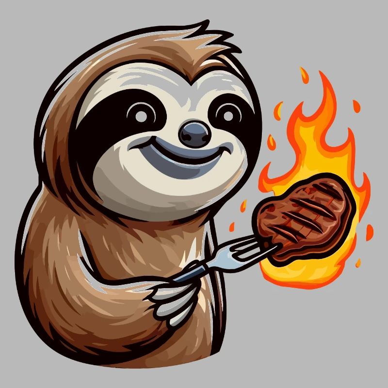 Sloth grilling steak