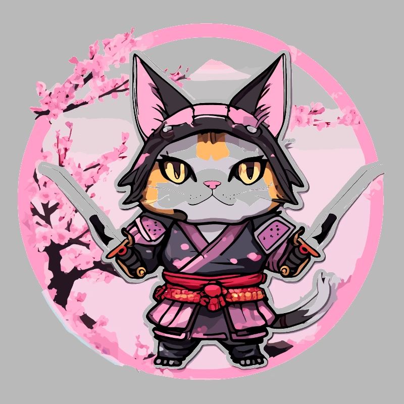 Samurai Katze & Kirschblüten #1