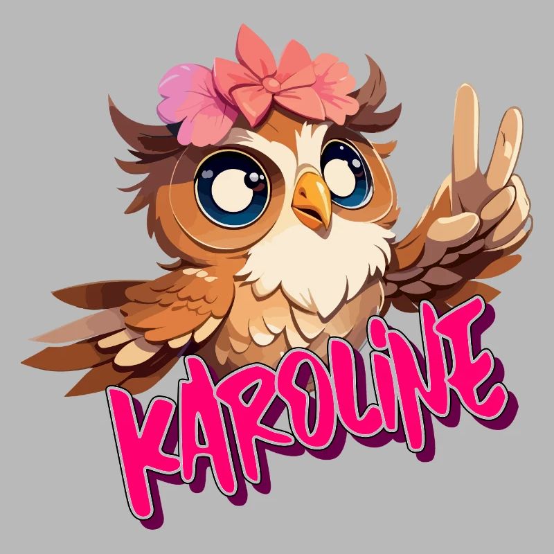 KAROLINE - Schöner Mädchen Name mit süßer EULE