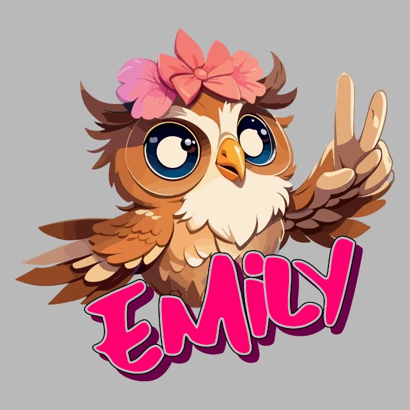 EMILY - Schöner Mädchen Name mit süßer EULE