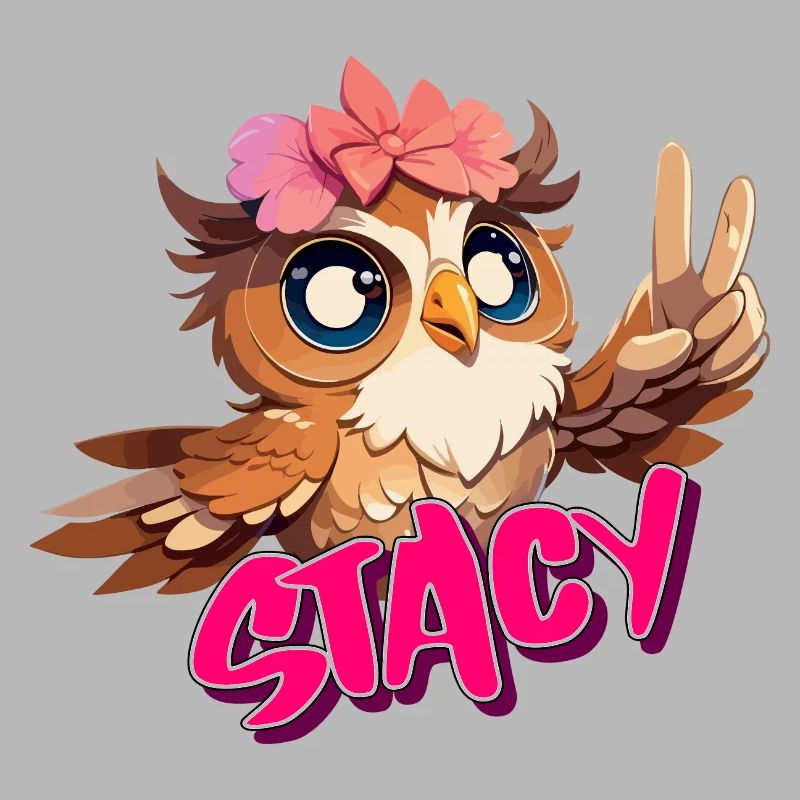 STACY - Schöner Mädchen Name mit süßer EULE