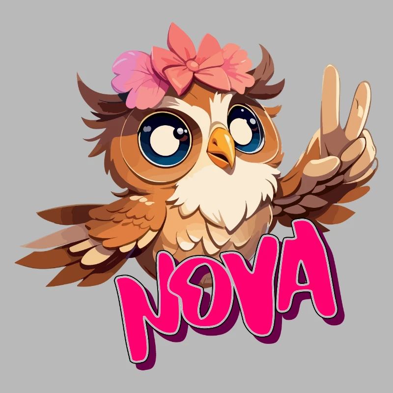 NOVA - Schöner Mädchen Name mit süßer EULE