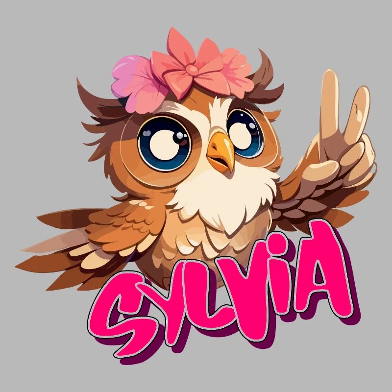 SYLVIA - Schöner Mädchen Name mit süßer EULE