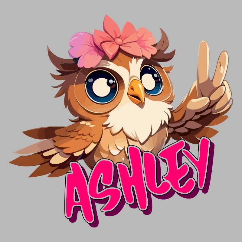 ASHLEY - Schöner Mädchen Name mit süßer EULE
