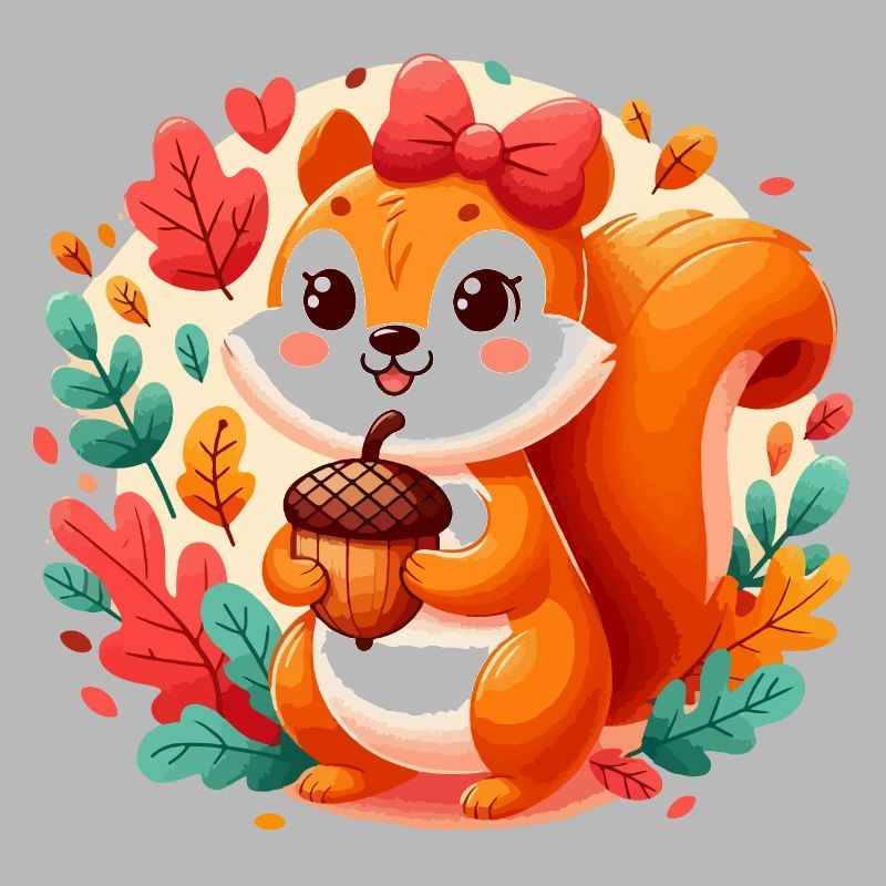 Süßes Eichhörnchen mit Eichel