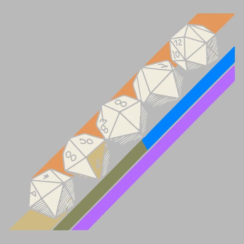 Retro Minimalist Polyhedral Dice Set Tabletop RPGP