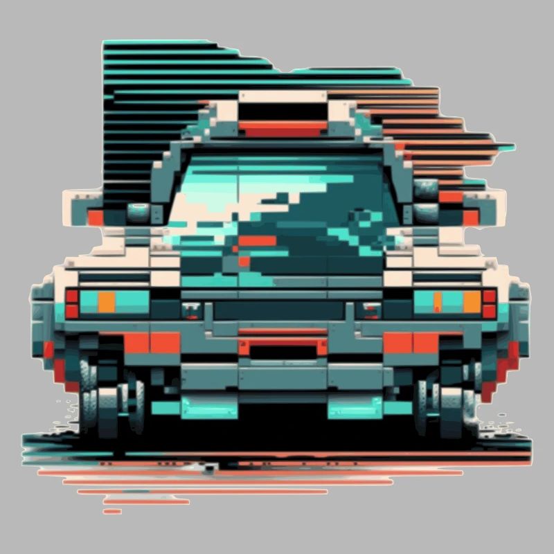 Avant d’une voiture dans un style 8 bits pixélisé
