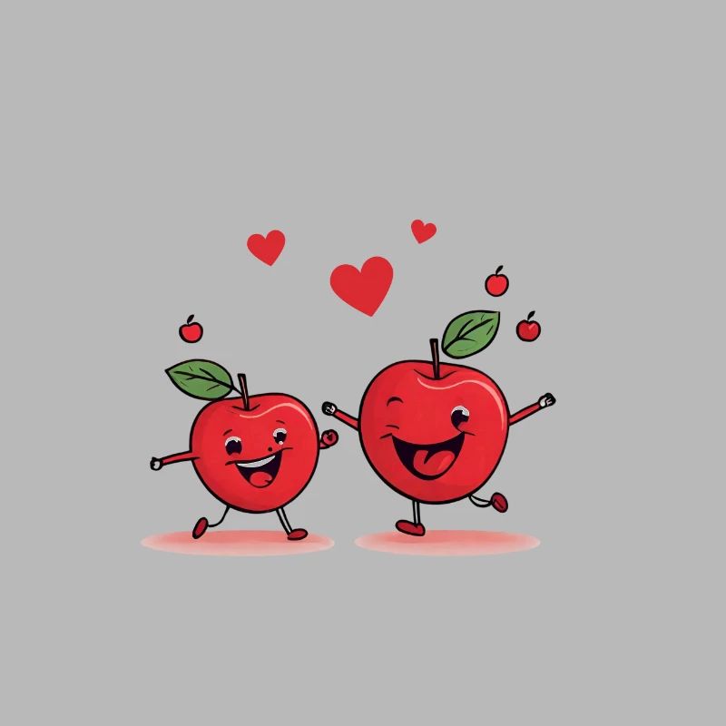 red apples singing and dancing hand in hand
