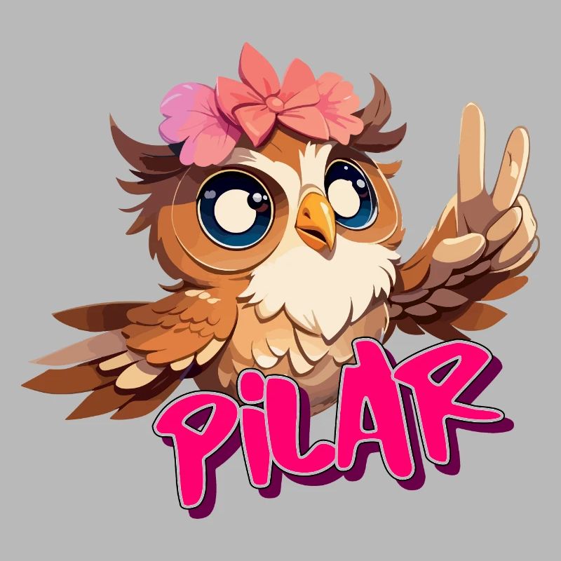 PILAR - Schöner Mädchen Name mit süßer EULE