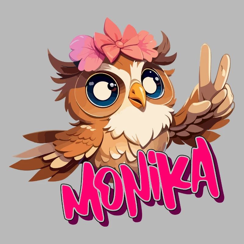 MONIKA - Schöner Mädchen Name mit süßer EULE