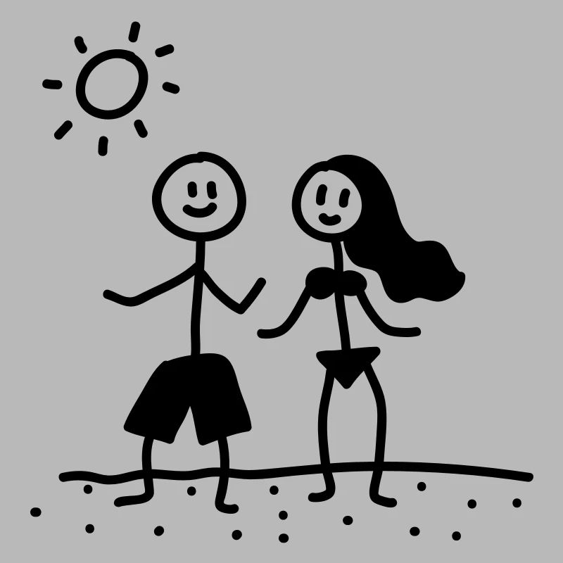 Couple on beach - line
