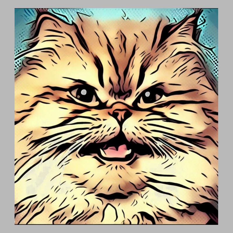 Chat persan Negan dans le style comique