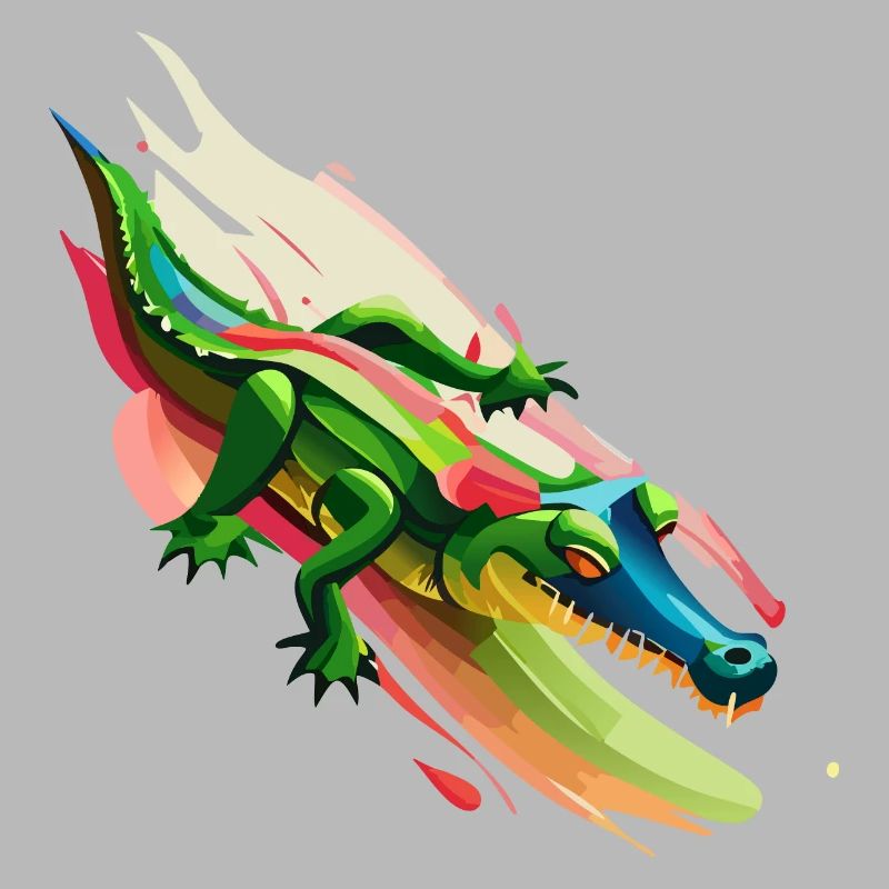 Krokodil surft auf Farbe