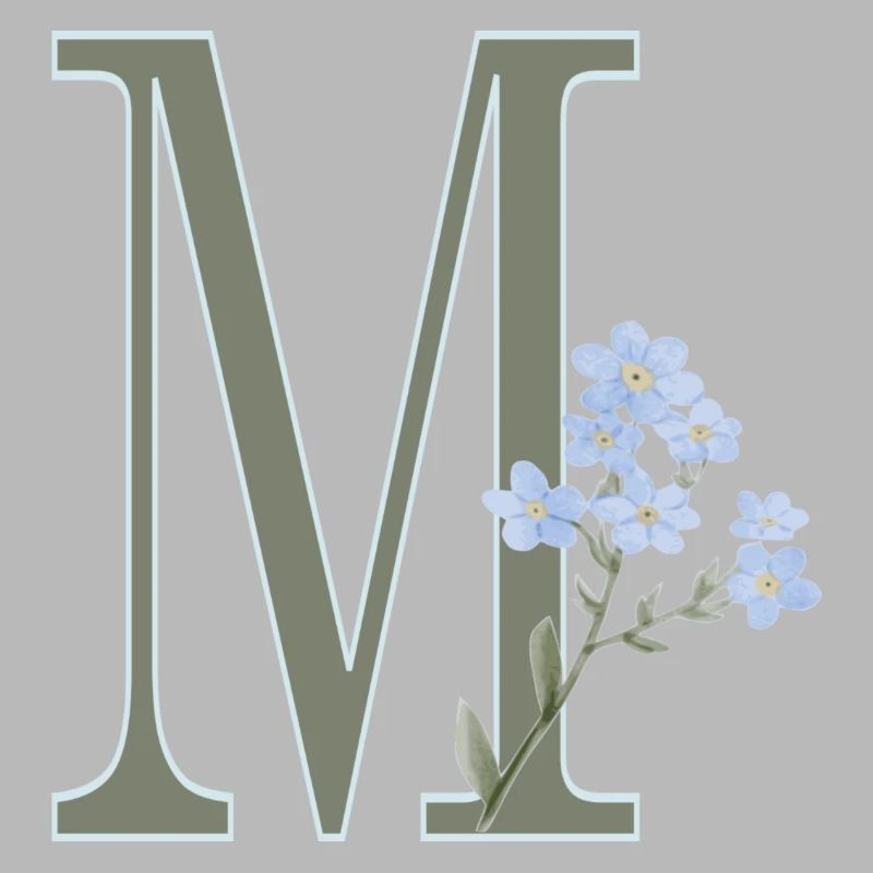 M à fleurs bleues