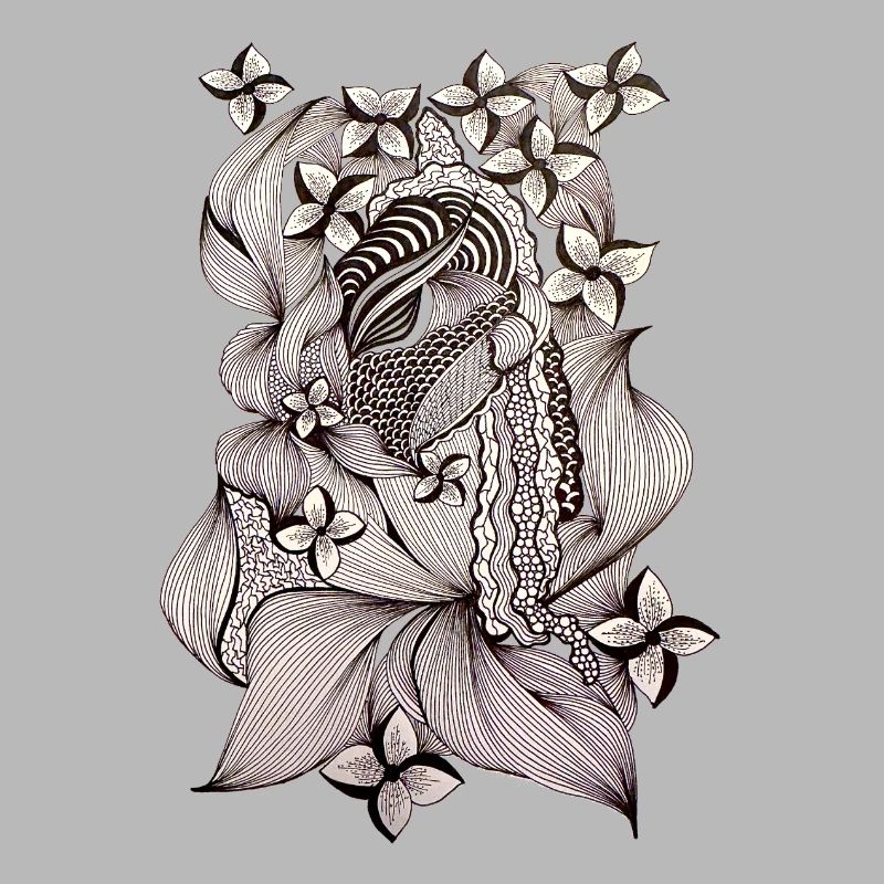 Zentangle Floral Pattern Black & White