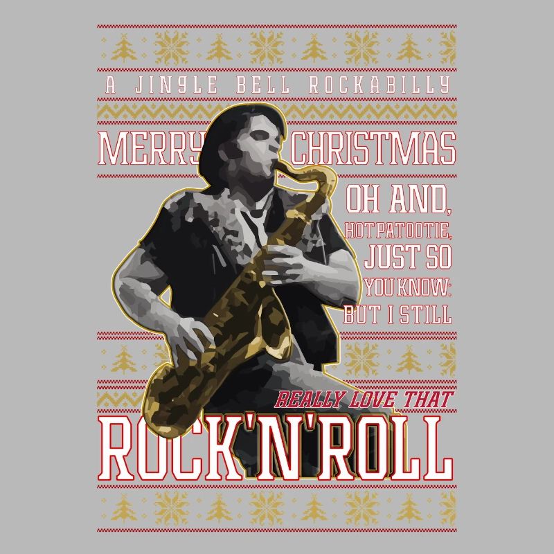 Eddie Rockabilly Saxophon Hässlicher Weihnachtspullover