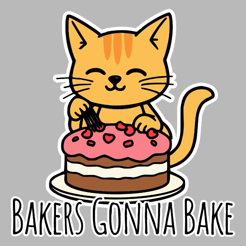 Die niedliche Bäcker Katze backt einen Kuchen!