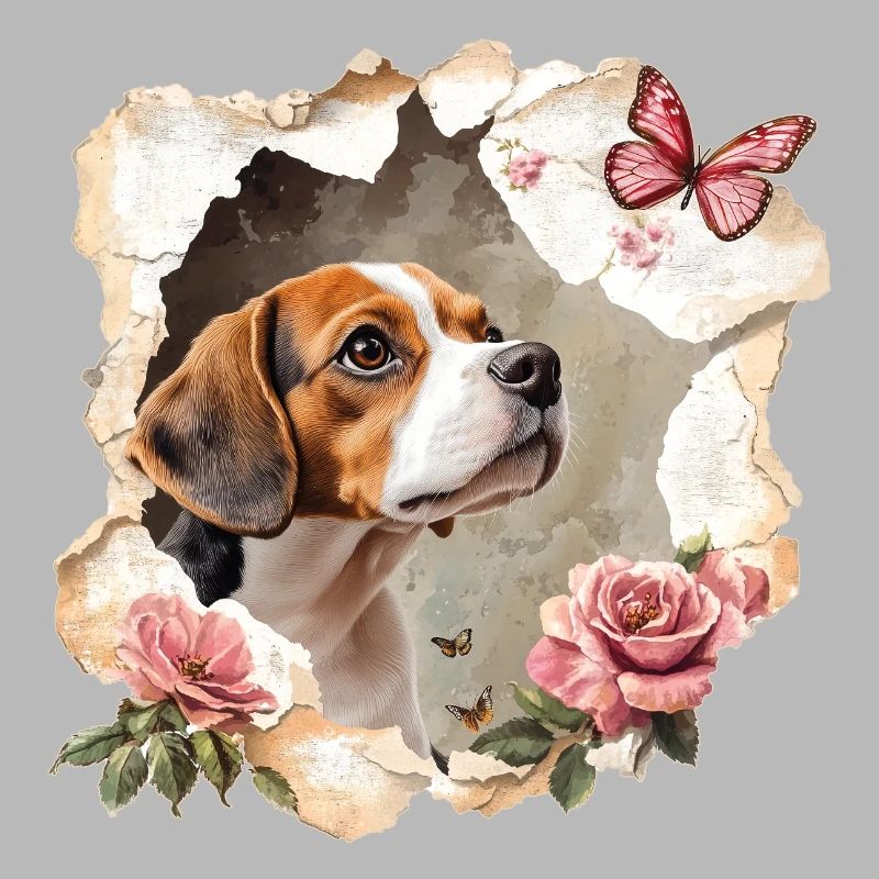 Beagle avec papillon
