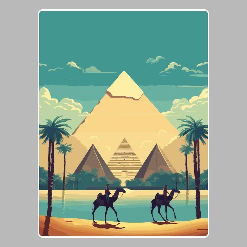 Le Caire, Égypte, Grandes Pyramides De Gizeh, Affiche De Voyage
