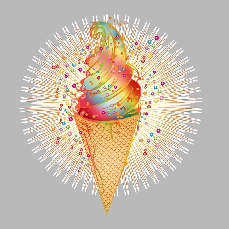 Fröhliches Softeis-Motiv mit Regenbogenfarben