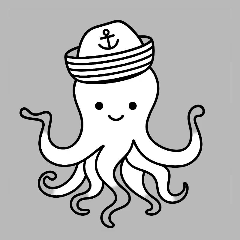 Cute Octopus with Anchor Hat