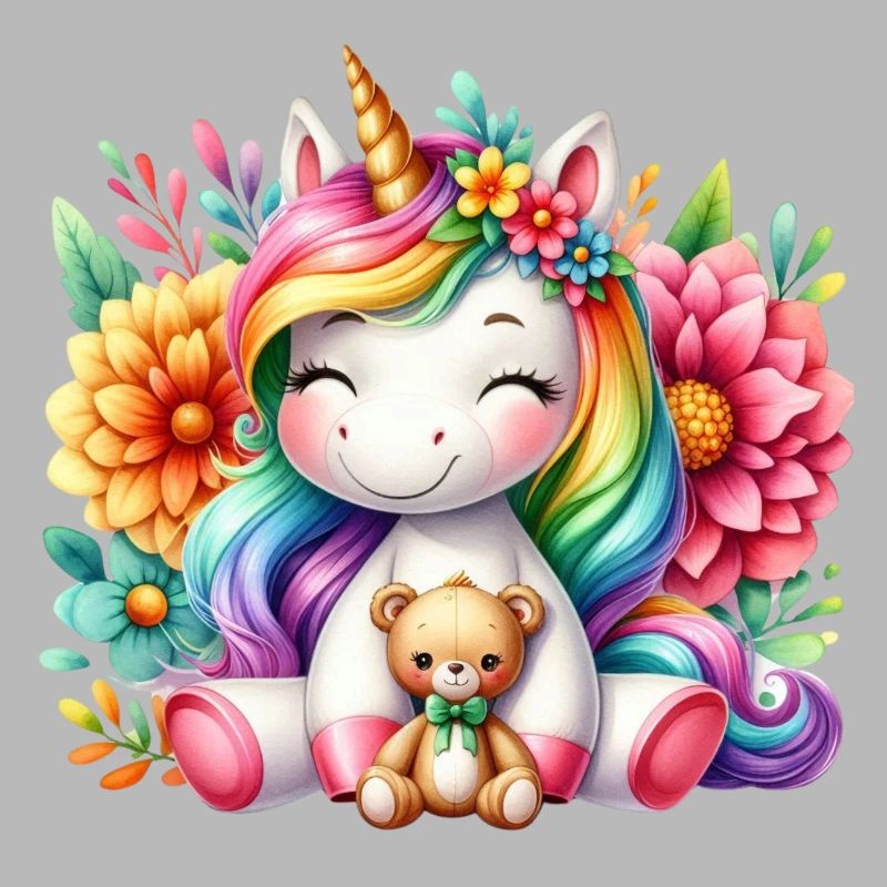 Regenbogen Einhorn Blumentraum