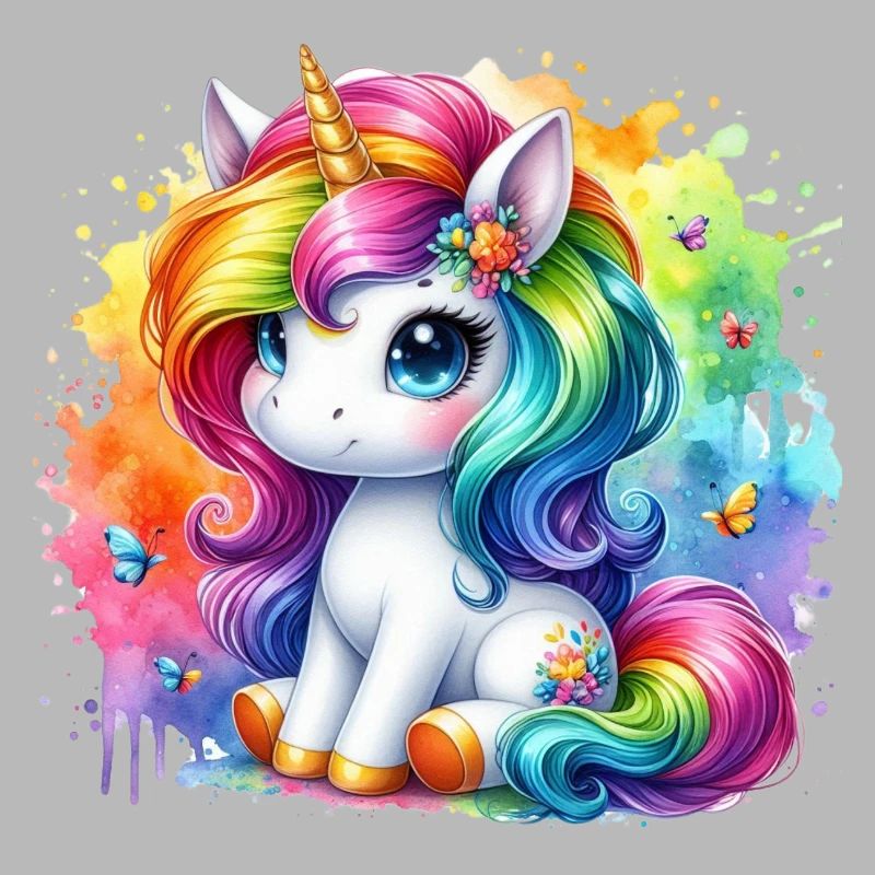 Regenbogen Einhorn Aquarell