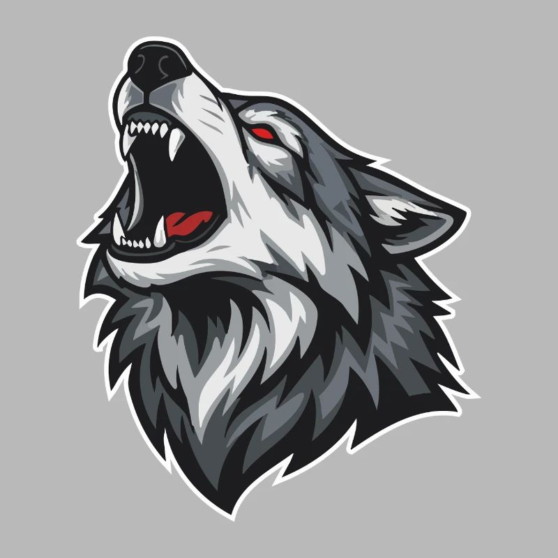 Wild Wolf Howling Red-Eyes Wolf Mascot