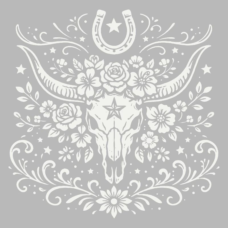 Buffalo Schädel mit Blumen