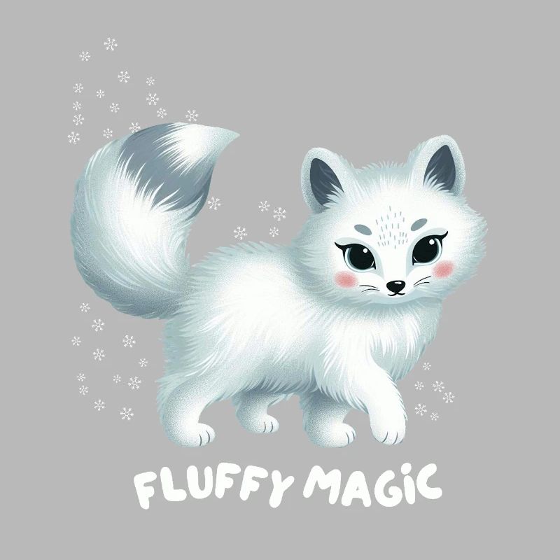 White Fox with Fluffy Kitty