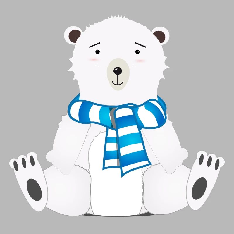 zauberhafter sitzender Eisbär mit Schal