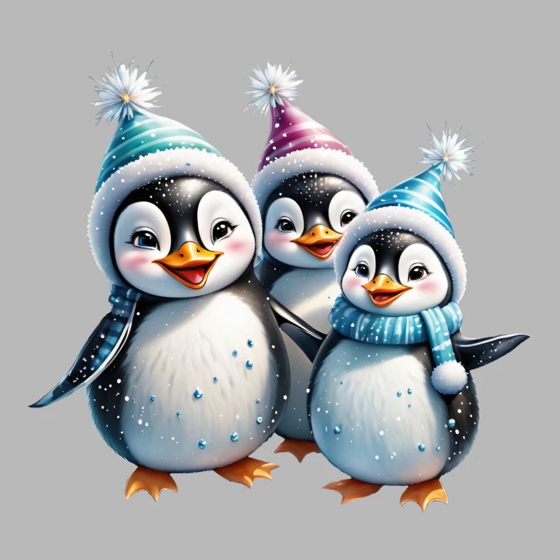 Three adorable penguins