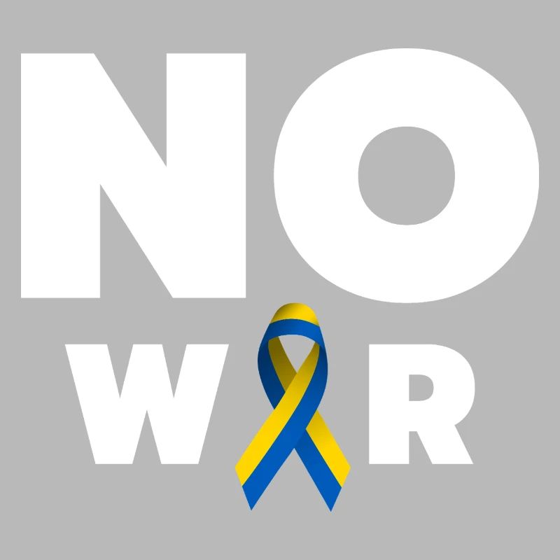 Texte « Pas de guerre » avec ruban de solidarité ukrainien