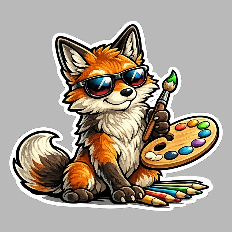 Naughty Fox Painter with Palette