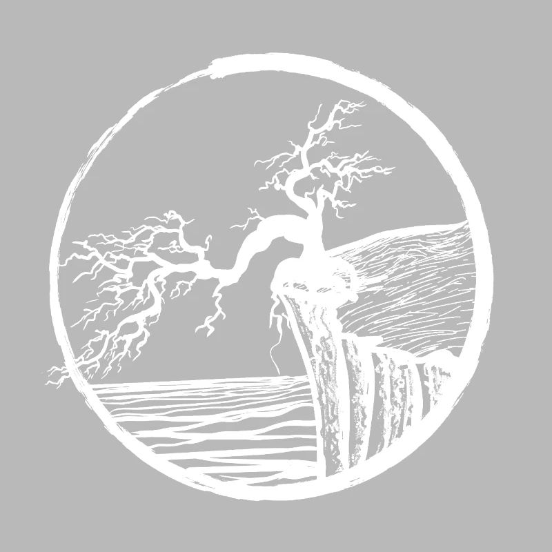 Landschaft mit Baum am Klippenrand