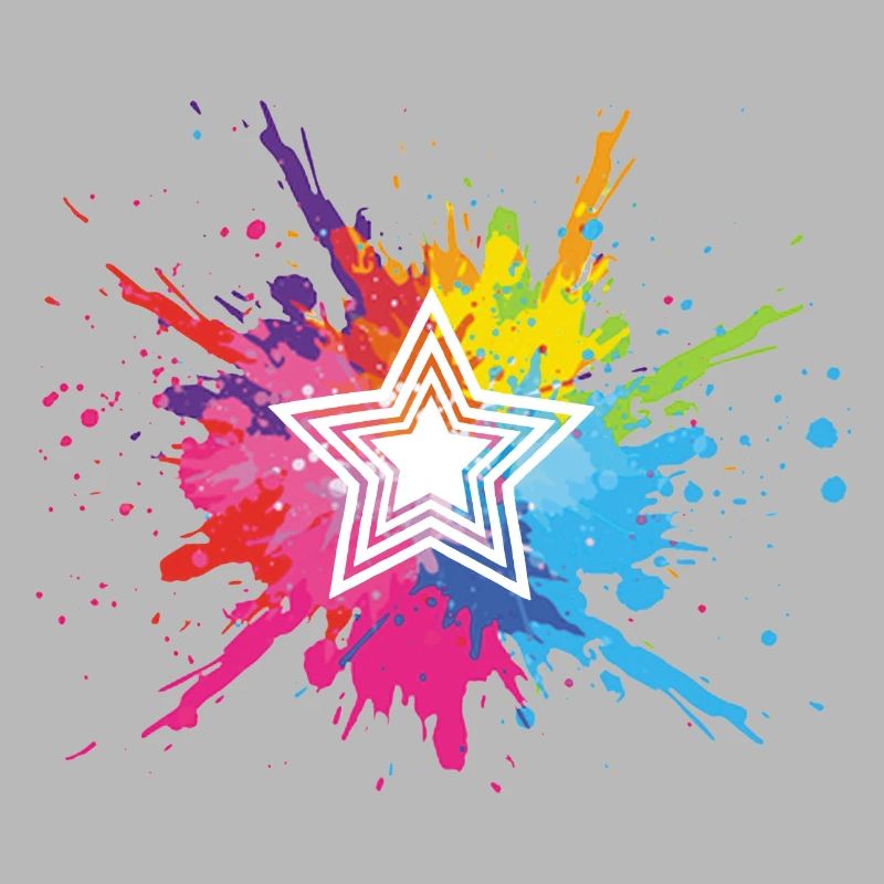 étoile blanche et explosion multicolore