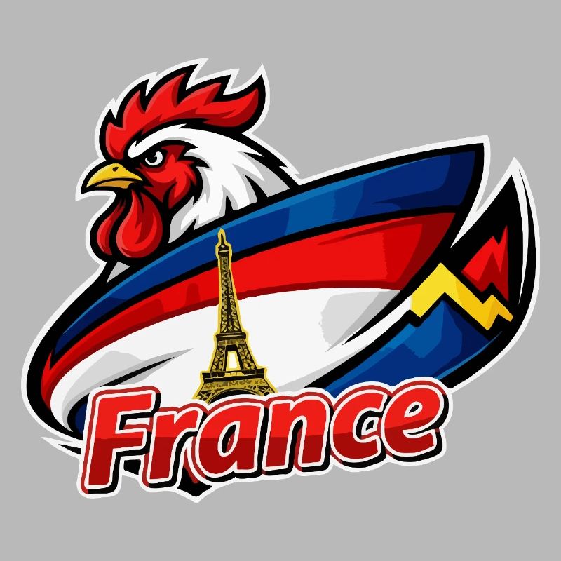 Coq français avec drapeau de la tour Eiffel