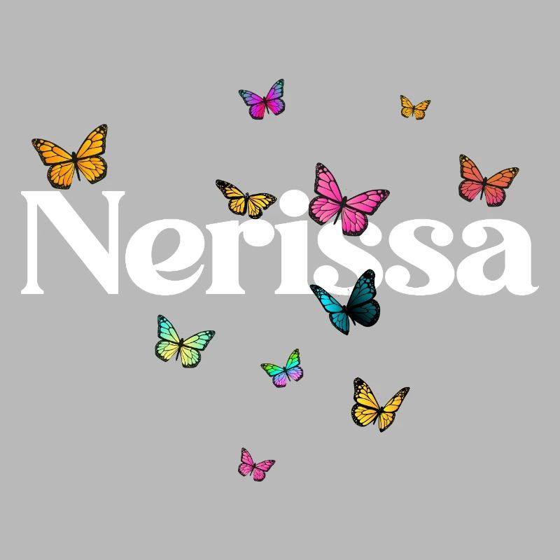 Schöner Mädchenname NERISSA mit Schmetterlingen 