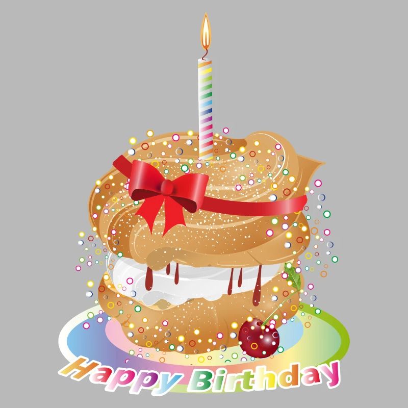 Zum Geburtstag ein gefüllter Windbeutel mit Kerze