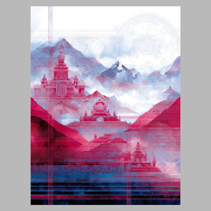 Psy-Art - Temple over Mountain Landscape