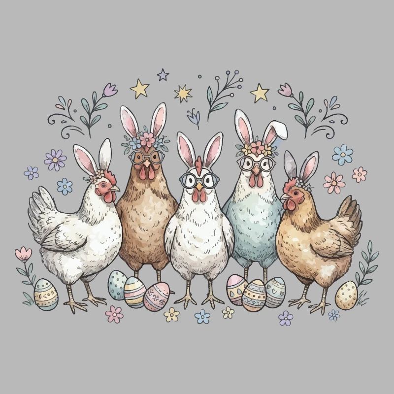Easter bunny gang with eggs