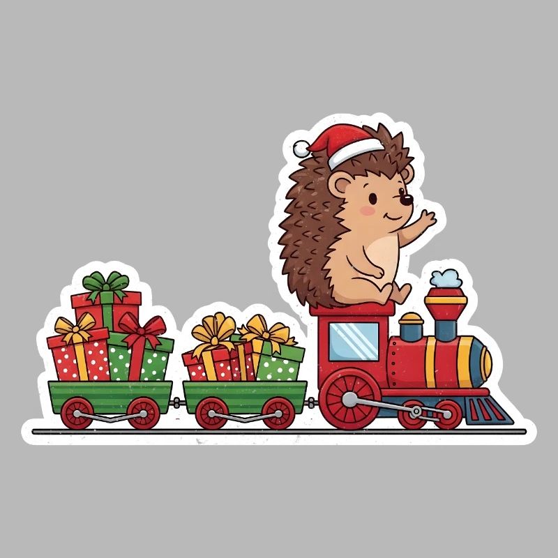 Weihnachtsigel Zug mit Geschenken