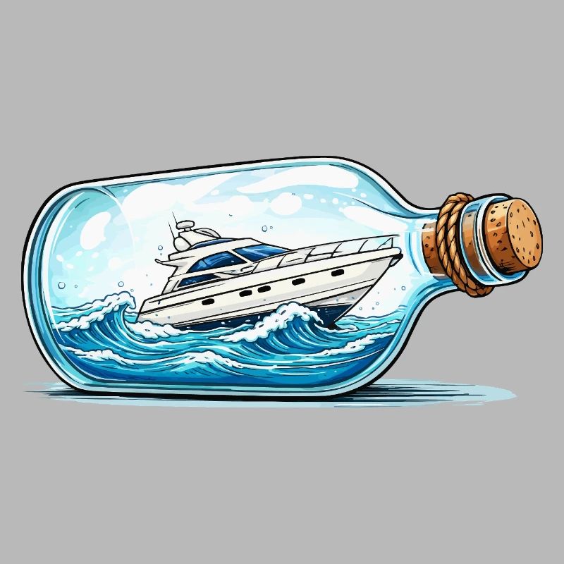 Flaschenboot auf hoher See