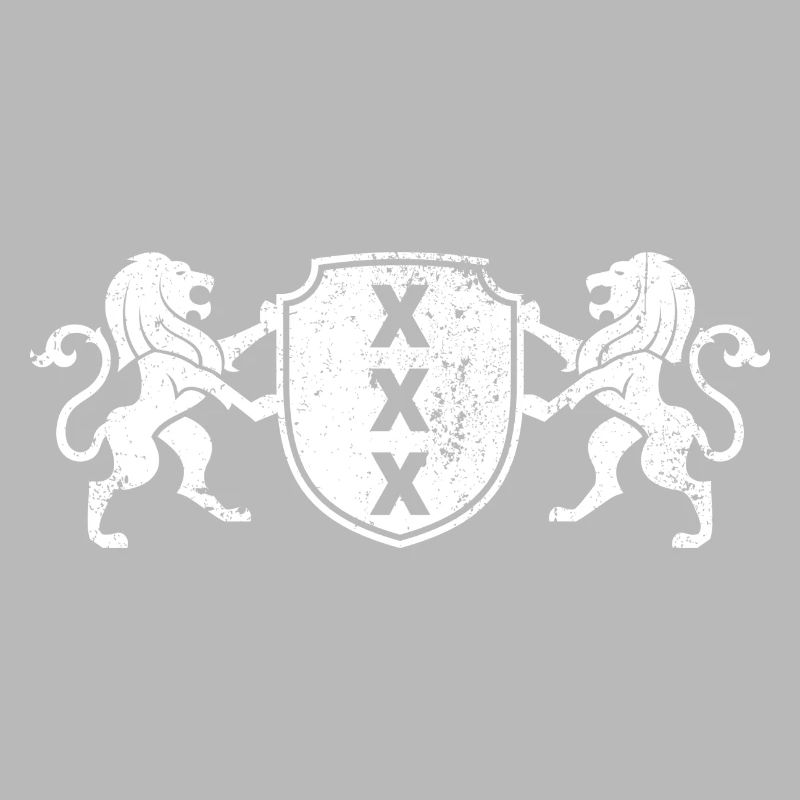 Heraldic X Crest with Lions